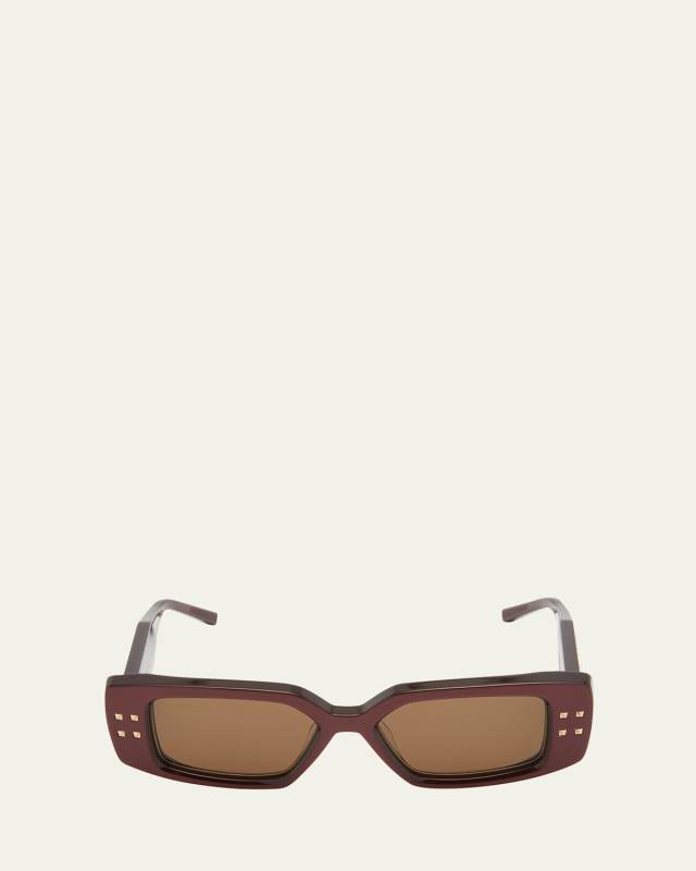 Cinque Studded Rectangle Acetate & Titanium Sunglasses